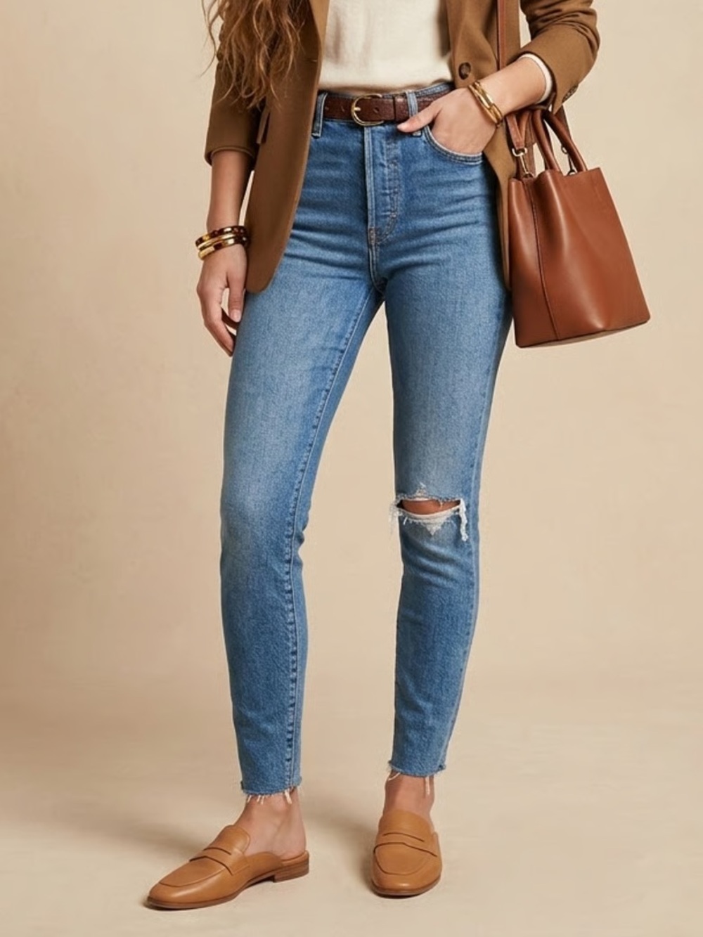 FREE PEOPLE | Blue Button Fly High Waisted Skinny Jeans Sz 24